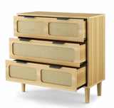 ZUN 3 drawer dresser, modern rattan dresser cabinet with wide drawers and metal handles, farmhouse 38930634