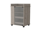 Willow Park Glass Door Bar Cart with Bottle Holder and Casters Light Gray B062111725