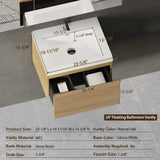 24'' Floating Bathroom Vanity Sink Combo, Modern Wall-Mounted Striped Bathroom Storage Cabinet W1573P265193