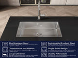 Stainless Steel Kitchen Sink, 27x19 Single Bowl, Undermount Handmade Sink in Brushed Nickel, with 88088733