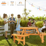 ZUN 6-Person Outdoor Circular Wooden Picnic Table with 3 Built-In Benches, Outside Table and Bench Set 87268560