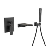 Modern Style matte black Wall Mount Tub Filler Bathroom Bathtub Faucet Shower Set W121984826
