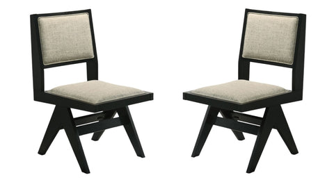 ZUN Contemporary Black Color 2pc Dining Side Chairs Light Gray Fabric Upholstered Chairs Arms Dining B011P286742