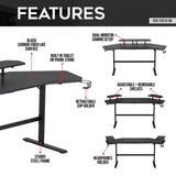Techni Sport TS911D Gaming Desk with Shelves & Accessory Holder, Black B031P269895