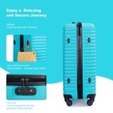 3 Piece Luggage Sets ABS Lightweight Suitcase with Two Hooks, Spinner Wheels, TSA Lock, 41310165