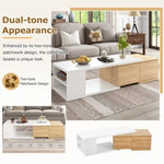 ZUN ON-TREND 47.2''-57''W Extendable Coffee Table 2 Storage Drawers, Dual-tone Wood Center Table WF531670AAK