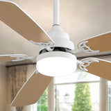 indoor Modern 52 Inch Ceiling Fan With Dimmable 6 Speed Wind 5 Blades Remote Control Reversible DC 09307403