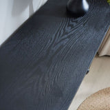 59.2in Black Carved Wooden Console Table with Lower Storage Shelf Tow Drawers Elegant Decorative W2729P270742