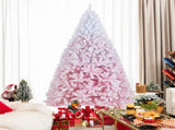 8ft Flocked Christmas Tree - 1774 Branch Tips, Fireproof PVC, 4-Section Assembly, 22" 90241324