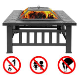 ZUN Portable Courtyard Metal Fire Pit with Accessories Black 52194990