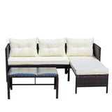 ZUN Outdoor patio Furniture sets 3 piece Conversation set wicker Ratten Sectional Sofa With Seat W209P162639