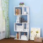 ZUN 4 Tier Storage Shelf S Shaped Bookcase, Multifunctional Wooden Display Decor Furniture, Free 04557245