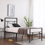 Single-layer Water Pipe Bed with Cross Design and Foot End Twin Black Iron Bed 91079255