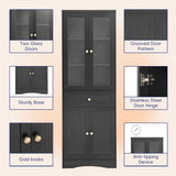 Tall Bathroom Storage Cabinet, Cabinet with Four Doors and Drawers, Adjustable Shelf, MDF Board, N725P186649B