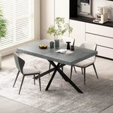 ZUN 55.11" -70.86"Retro Rectangular Stretch Dining Table,Dark Grey stone Top And Relief Plate, W757P209558