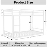 Metal Twin over Twin Bunk Bed/ Heavy-duty Sturdy Metal/ Noise Reduced/ Safety Guardrail/No Box W1935P235016