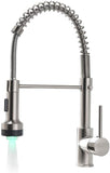 ZUN Commercial LED Kitchen Faucet with Pull Down Sprayer, Single Handle Single Lever Kitchen Sink Faucet W1932P172329