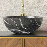 14'' Bathroom Bowl Ceramic Sink with Stone Pattern, No Faucet, Matte Black W2615P322667