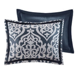 8 Piece Jacquard Comforter Set Navy/Silver Cal King B035128891