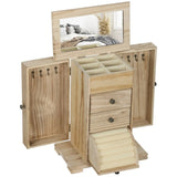 4-Tier Wooden Jewelry Box with Mirror 55405779