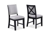 2pc Beautiful Side Chair Gray Fabric Upholstery Black Finish Frame Wooden Furniture B011P179887