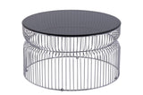 CT901 Modern Contemporary Metal Nested base and Tinted tempered glass top material 30" Coffee Table, B009P306194
