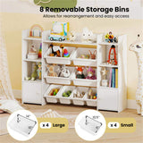 White Multi-Functional Kids Storage Shelf - Toy OrganizerBookcase, 56"x12"x39", Anti-Toppling, 86189932