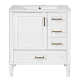 30" Bathroom Vanity with Ceramic Sink, Soft-Close Door with Built-in Shelf, Deep Standard N729P184479K