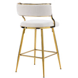 2pcs Thick Corduroy Gold-plated Iron Feet Bar Stool Beige 30236419