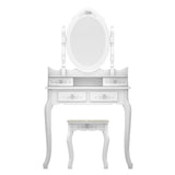 ZUN Modern Concise 4-Drawer 360-Degree Rotation Removable Mirror Dresser White 20407644