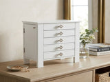 Wood Jewelry Chest Modern White Tabletop Storage with 4 Drawers for Women 95518715