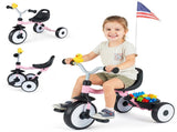 Toddler Tricycle with Rainbow LED Wheels, Foldable 3-in-1 Balance Bike with Carbon Steel Frame, 08127075
