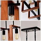 4-Light Kitchen Island Lights Pendant Light Farmhouse Dining Room Light Fixture, Rustic Wood and W1592P233389