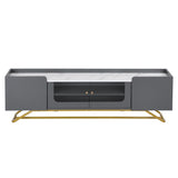 ZUN Sleek Design TV Stand with Fluted Glass, Contemporary Entertainment Center for TVs Up to 70", Faux 64903737