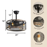 ZUN 20 inch Caged Ceiling Fan with Lights 47063397