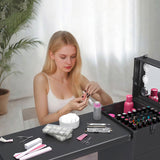 Portable Nail Art Table w/ LED Mirror, Bluetooth, Lockable Drawers, Telescopic Pole - Folding 20553165