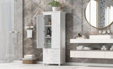 ZUN Tall Storage Cabinet with Two Drawers for Bathroom/Office, White WF299284AAK