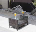 ZUN Outdoor patio Furniture Coffee Table with clear tempered glass 70485811