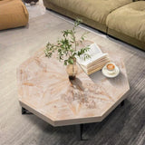 Wood Octagonal Vintage Patchwork Craft Farmhouse 30 Inch Wooden Top Cross Metal Legs Coffee W1445P193126