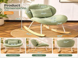 25.59"W x 33.66"D x 29.53"H Indoor Teddy Fabric Rocking Chair, Soft Fluffy Lounge Rocker with White 02558907