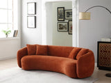 102'' 5-Seater Boucle Sofa Modern Sectional Half Moon Leisure Couch Curved Sofa Teddy Fleece Orange W87694859