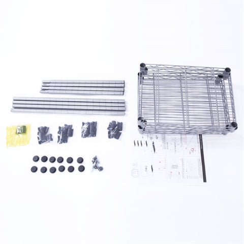 ZUN XM-207S Rectangle Carbon Steel Metal Assembly 4-Shelf Storage Rack Silver Gray 93246884