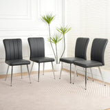 ZUN Modern Charcoal PU dining chair, cloth upholstered chair, electroplated metal chair legs, suitable W210P224293