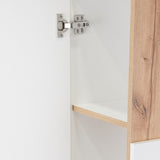 Medicine 38"H Single Door Cabinet, Three Shelves, Light Oak / White B097120601