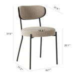 ZUN Boucle modern kitchen dining chair Bentwood covered with ash veneer Chair back, metal with black W210P147498