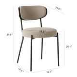 ZUN Boucle modern kitchen dining chair Bentwood covered with ash veneer Chair back, metal with black W210P147498