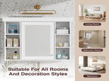 35'' x 28'' White Wall Mounted Bathroom Storage with Mirror Door, Modern Bathroom Wall 35423645