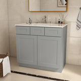 36"in. W x 21"in. D x 34.5"in. H in Shaker Grey Plywood Ready to Assemble Floor Vanity Sink Base T3210P297528