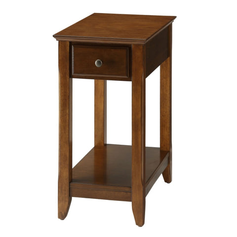 ZUN Walnut Accent Table with Bottom Shelf B062P181378