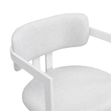 Upholstered Dining Chairs Set of 2, Fabric Armchairs with Beige Seating White Metal Frame, 265 LBS N779P281141B